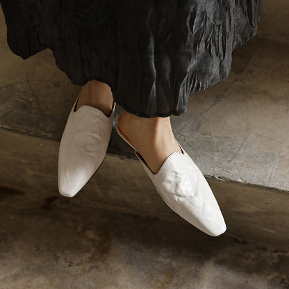 LÉONIE™ | Mules en cuir pleine fleur