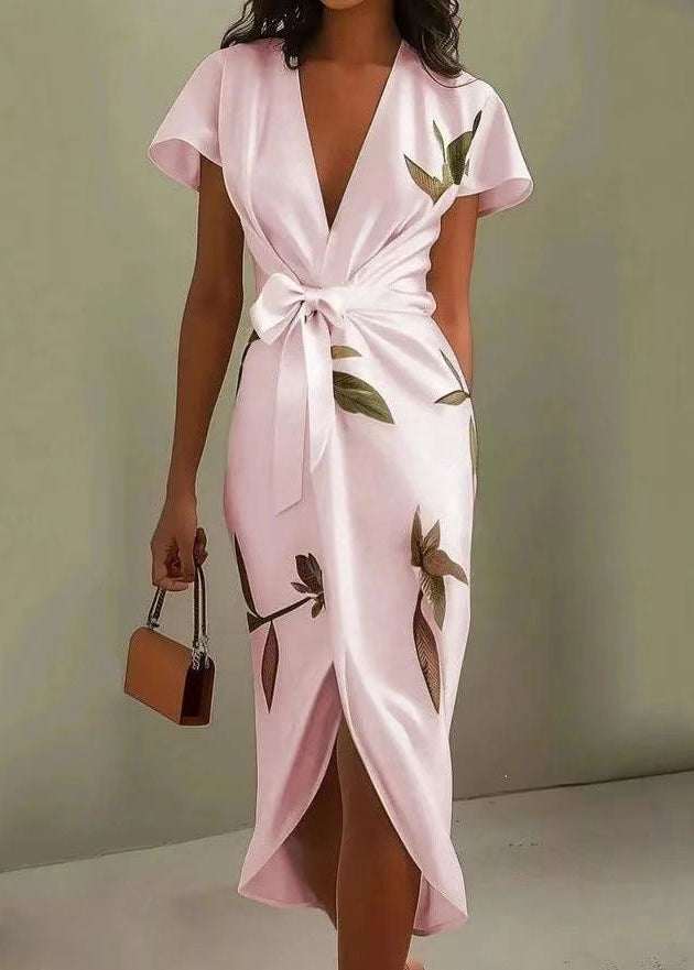 Élancia | Robe portefeuille florale à col V