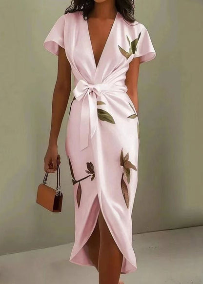 Élancia | Robe portefeuille florale à col V