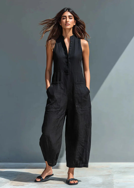 Eloïse™ | Combinaison fluide sans manches à col montant