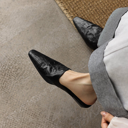 LÉONIE™ | Mules en cuir pleine fleur