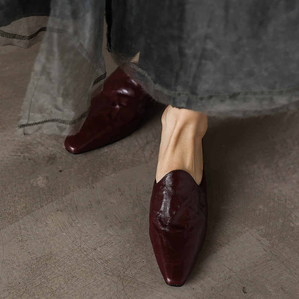 LÉONIE™ | Mules en cuir pleine fleur