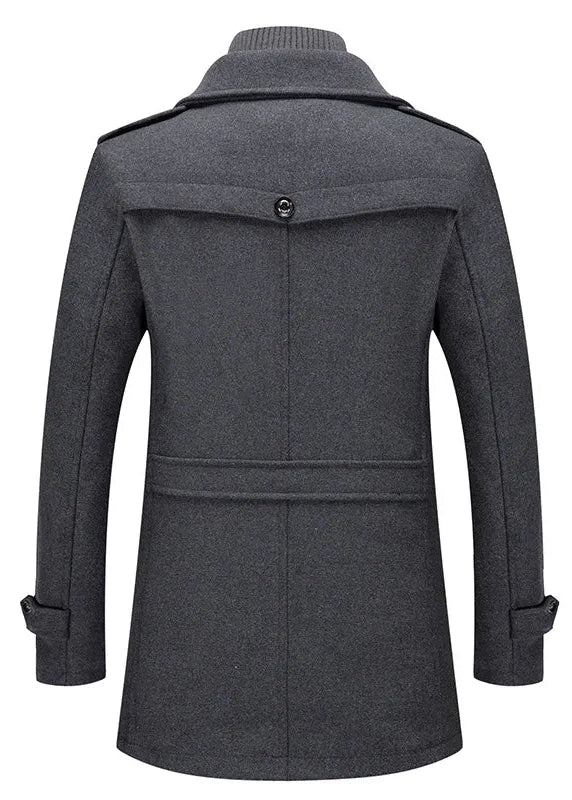 Manteau Homme en Laine à Double Col avec Fermeture Zippée