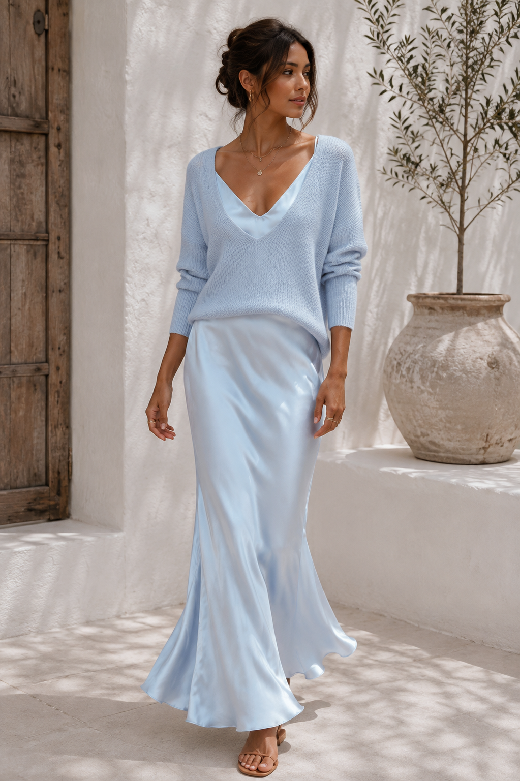 Alma | Robe Satin Élégante avec Pull