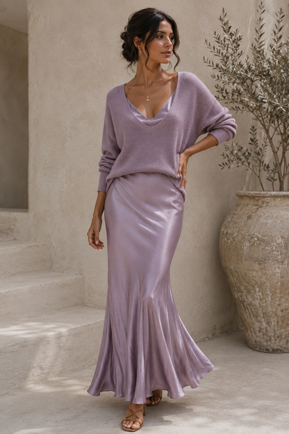 Alma | Robe Satin Élégante avec Pull