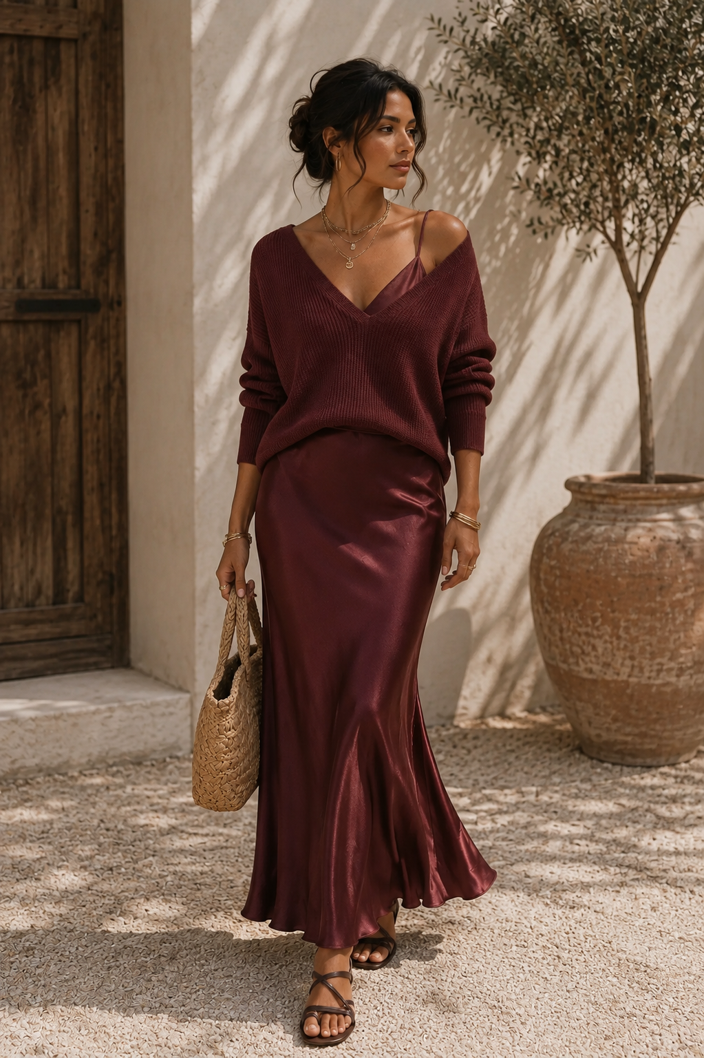 Alma | Robe Satin Élégante avec Pull