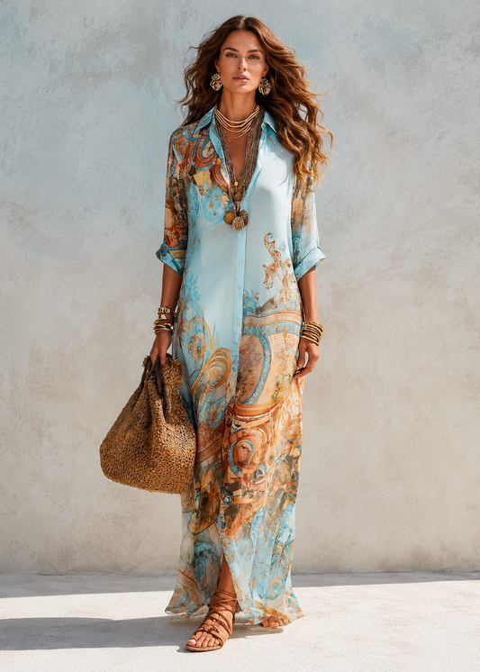 Larna | Robe chemise méditerranéenne