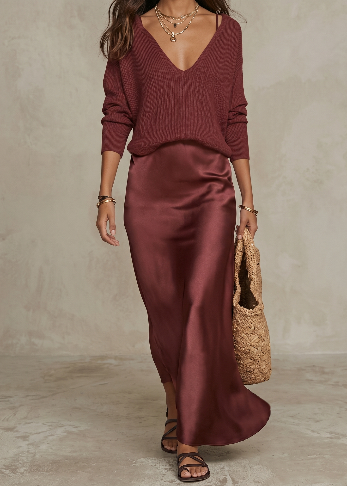 Alma | Robe Satin Élégante avec Pull
