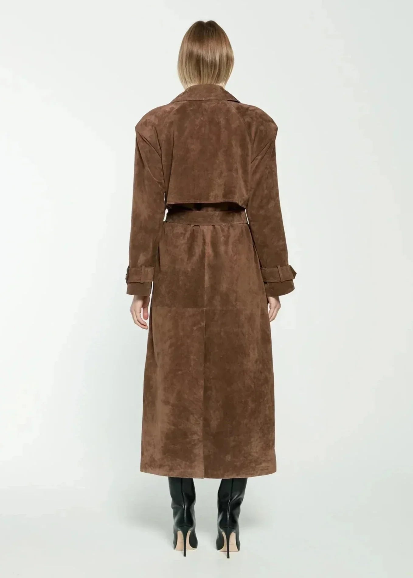 Trench long en suédine