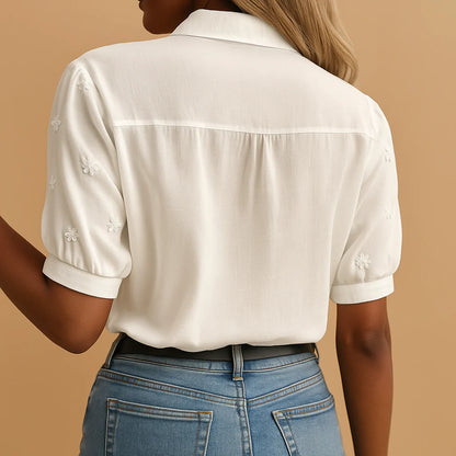 SORENA™ | Blouse Élégante en Coton Brodé