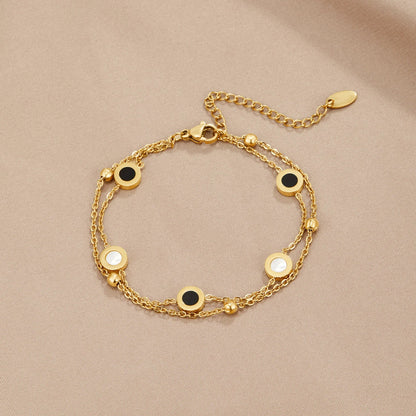 Victoire | Bracelet en Onyx et Pierre Blanche - Élégance Contrastée et Raffinement Intemporel