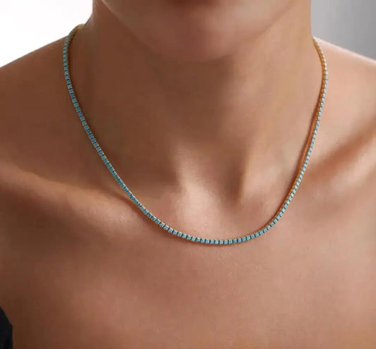 Valérie | Collier Vintage en Pierre Turquoise Dorée — Éclat intemporel