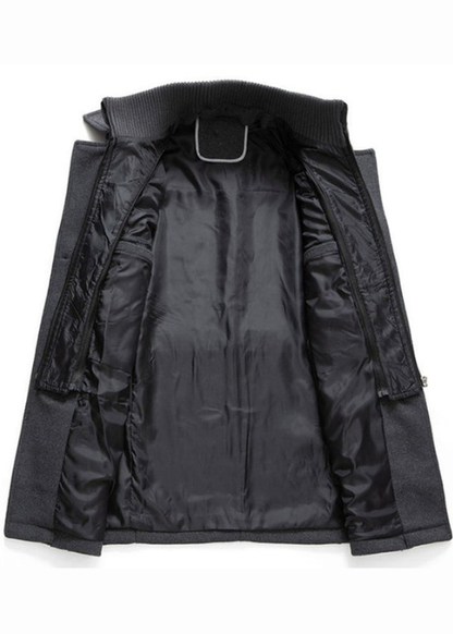 Manteau Homme en Laine à Double Col avec Fermeture Zippée