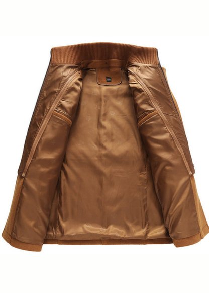 Manteau Homme en Laine à Double Col avec Fermeture Zippée