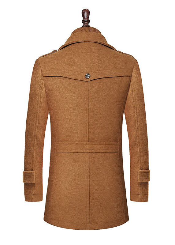 Manteau Homme en Laine à Double Col avec Fermeture Zippée