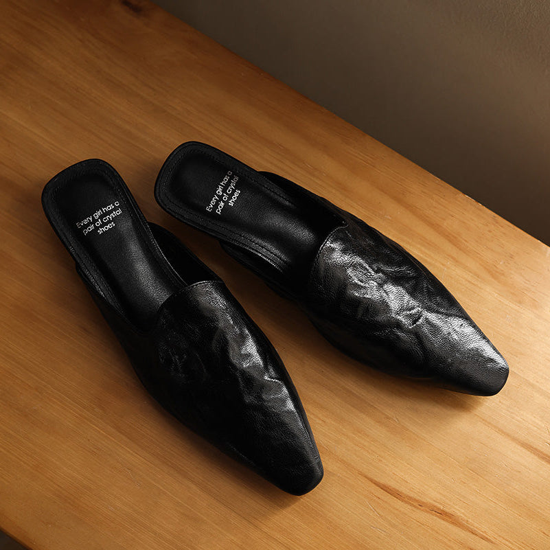 LÉONIE™ | Mules en cuir pleine fleur