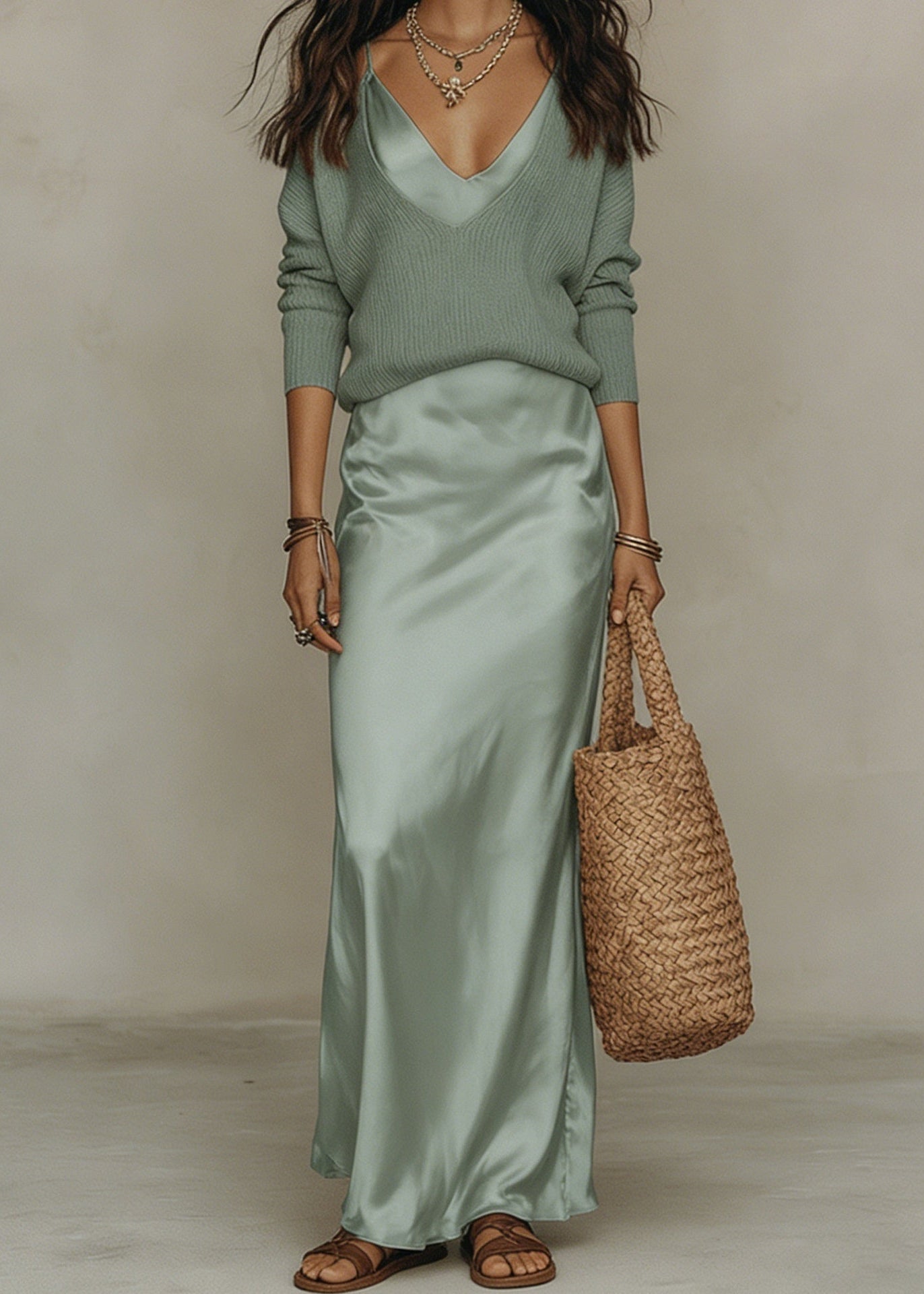 Alma | Robe Satin Élégante avec Pull