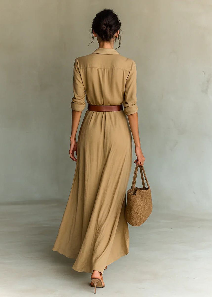 Soléna | Robe longue fluide ceinturée
