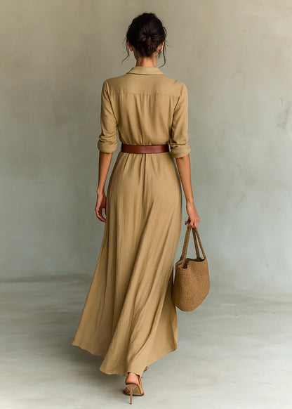 Soléna | Robe longue fluide ceinturée