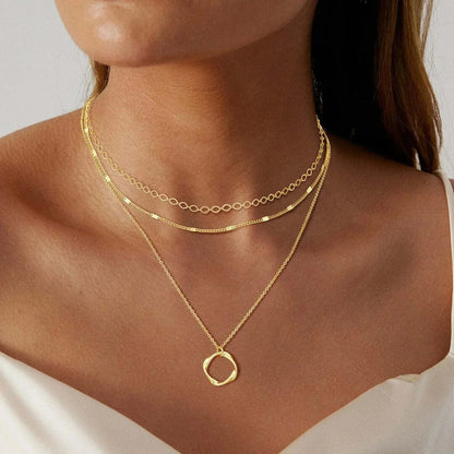 Pauline | Collier Pendentif Classique en Dorure Multicouche