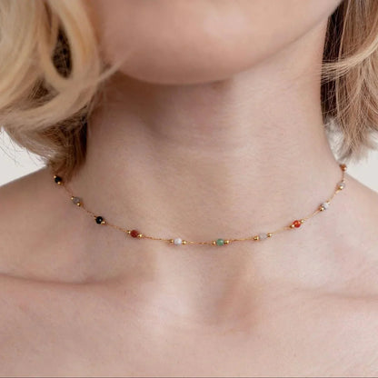 Élodie | Collier en Gemmes Colorées - Éclat et Élégance Multicolore