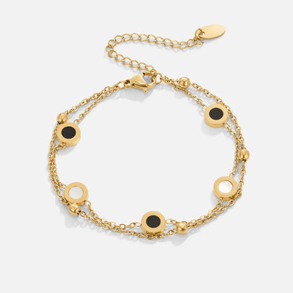 Victoire | Bracelet en Onyx et Pierre Blanche - Élégance Contrastée et Raffinement Intemporel