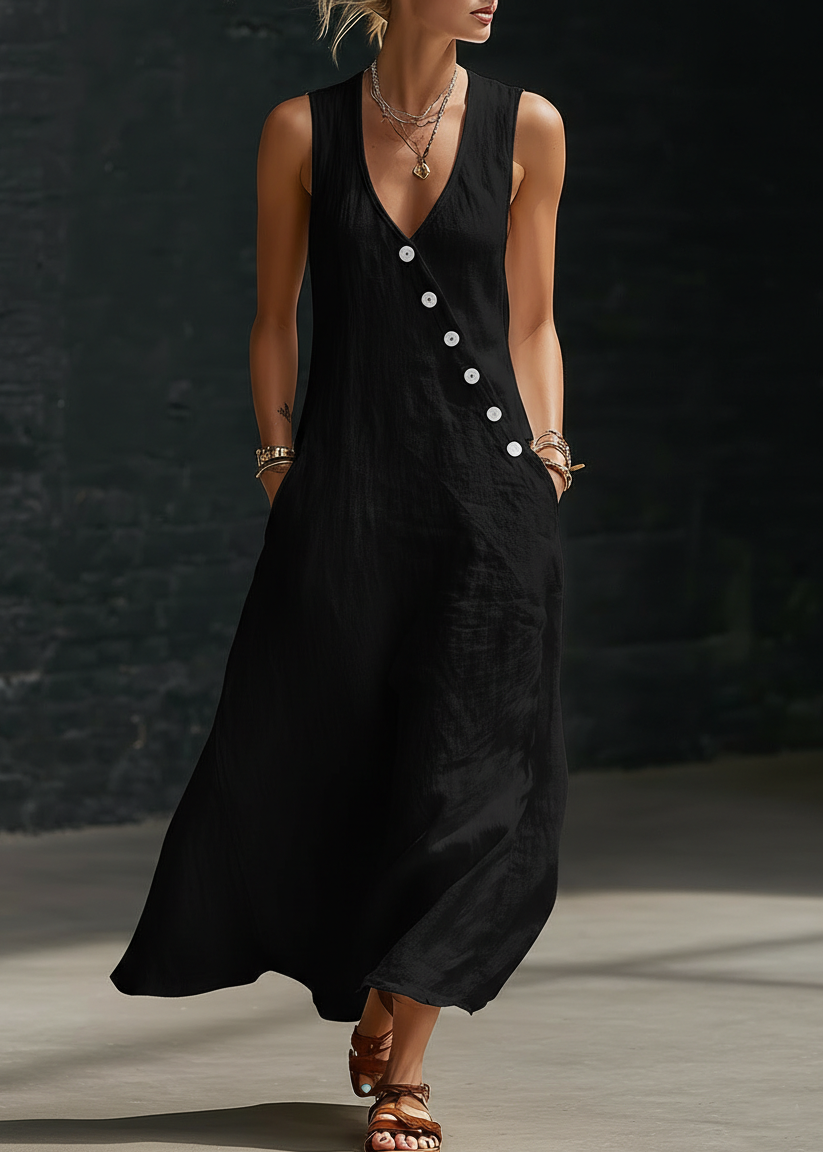Sophie | Robe Maxi Boutonnée Minimaliste