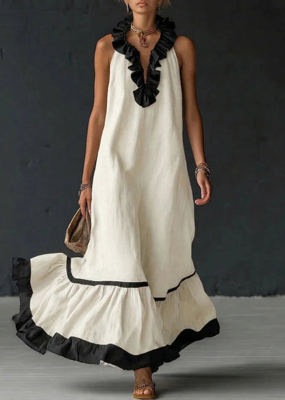 Séréna | Robe Longue Fluide à Volants Chic