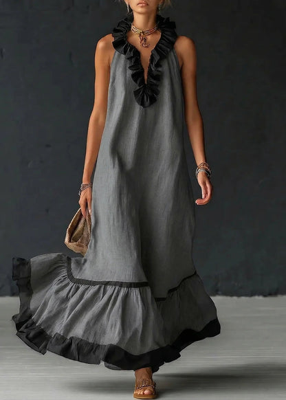 Séréna | Robe Longue Fluide à Volants Chic