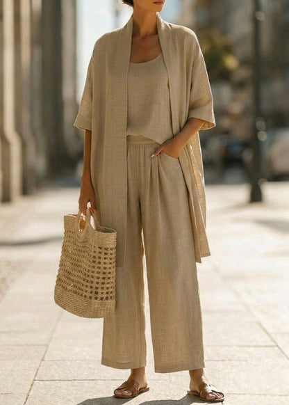Abra | Ensemble Trois Pièces Minimaliste en Coton et Lin