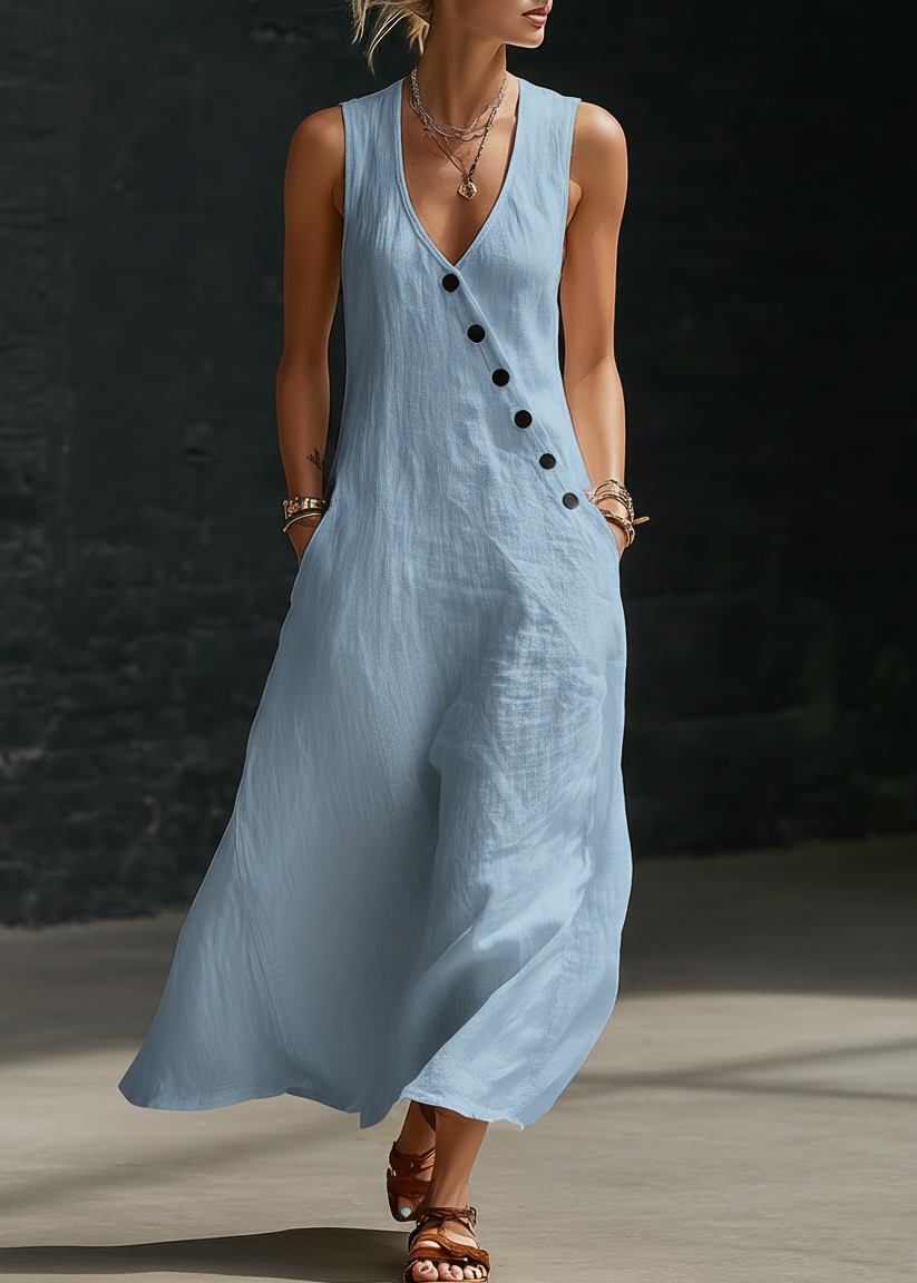 Sophie | Robe Maxi Boutonnée Minimaliste