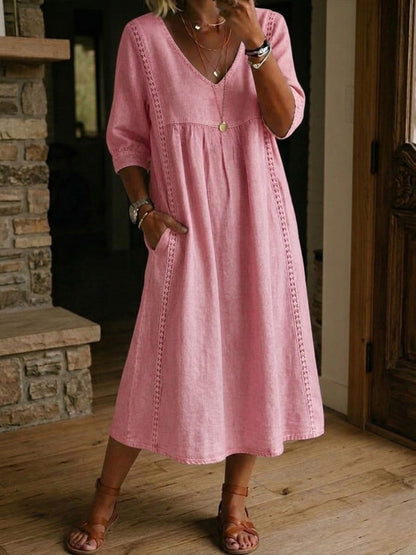 Aurine | Robe Ample Lin Et Coton À Dentelle