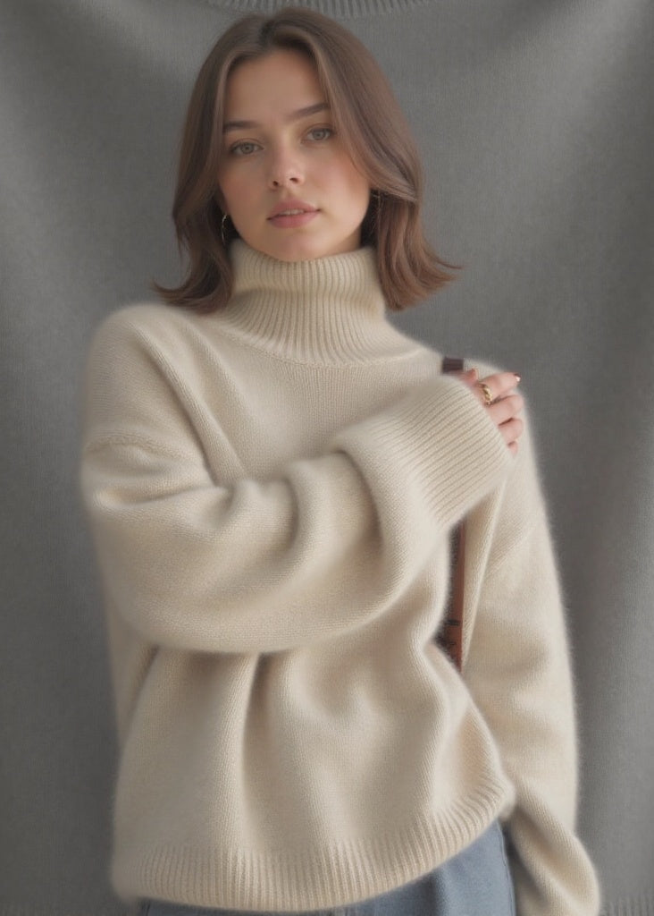 Pull Col Roulé Oversize en Cachemire