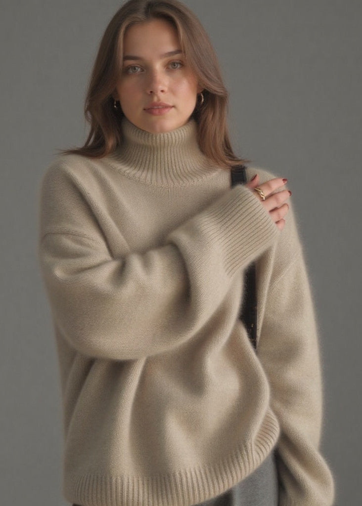 Pull Col Roulé Oversize en Cachemire