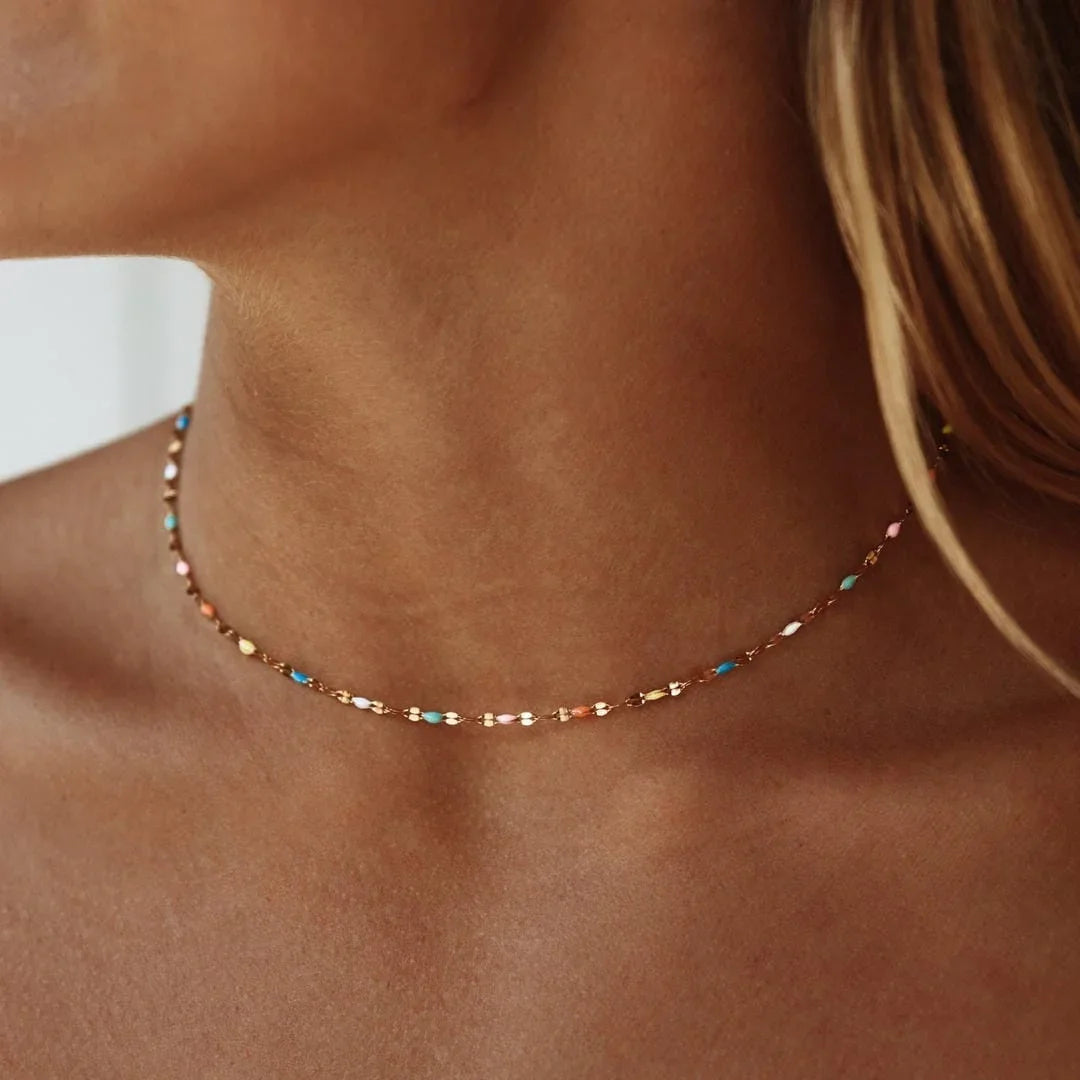 Noémie | Collier Choker Délicat Colorburst — Éclat Multicolore