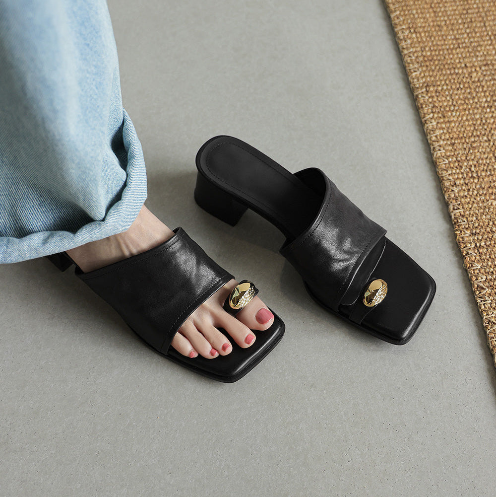 Rosalie™ | Sandales en cuir d'agneau à talon élégant